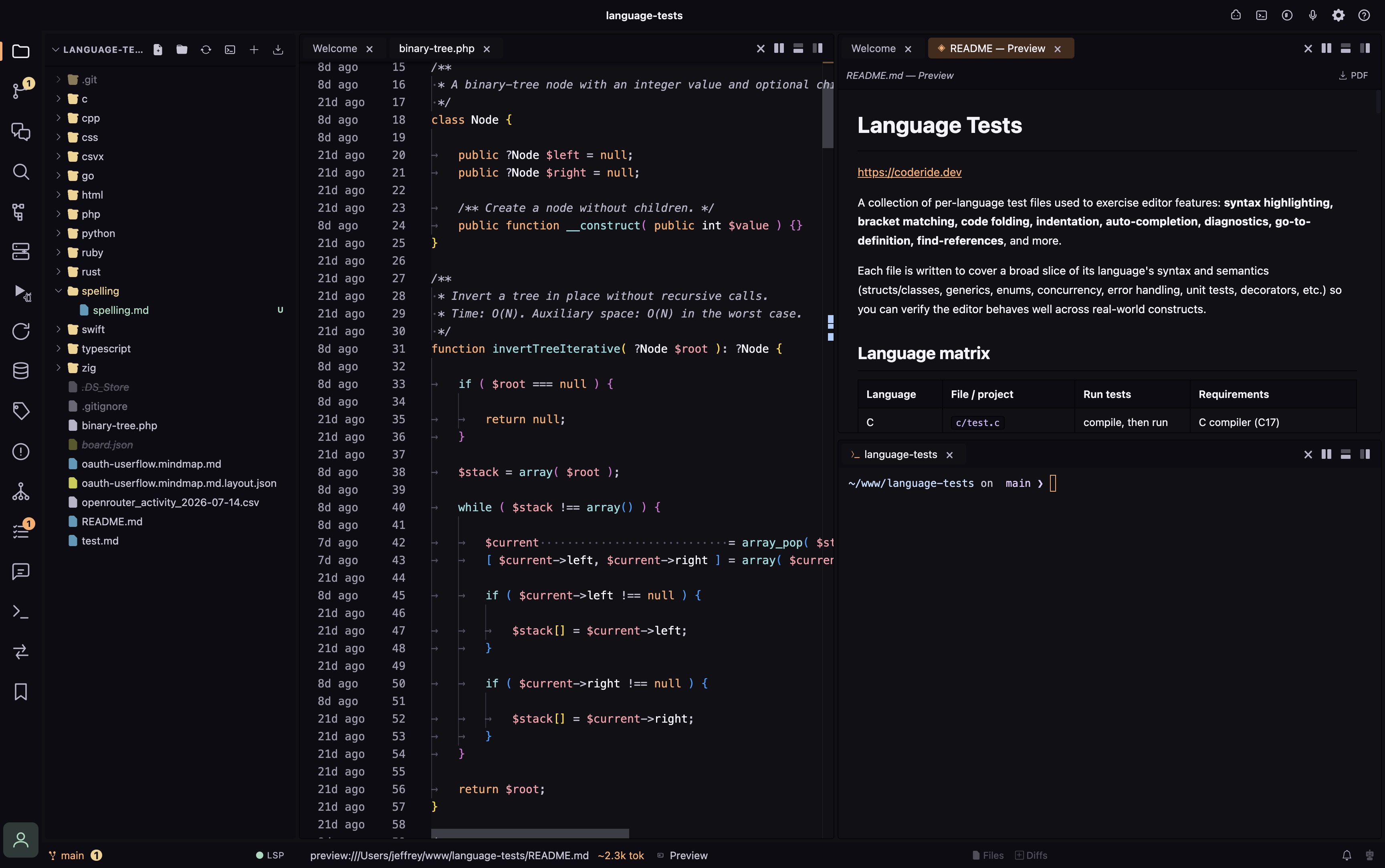 Coder workspace arranged in a grid layout